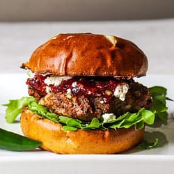 jalapeno bison burger with berry pepper relish