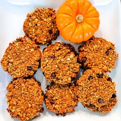 pumpkin oatmeal chocolate chip cookies overhead