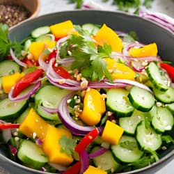 spicy asian cucumber mango salad