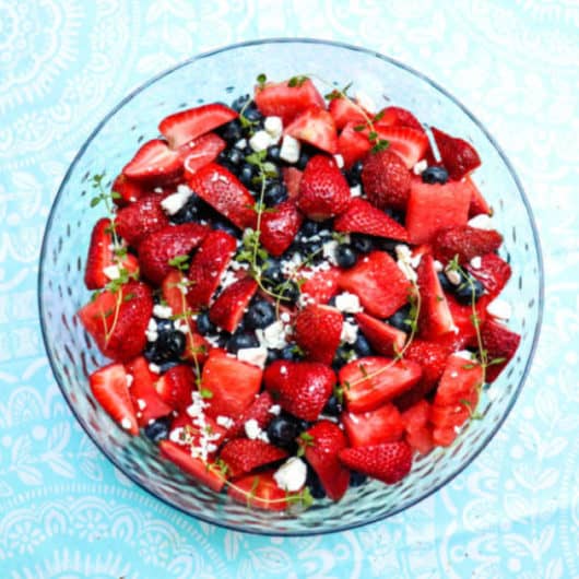 Watermelon berry lemon thyme vinaigrette salad