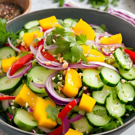 spicy asian cucumber mango salad