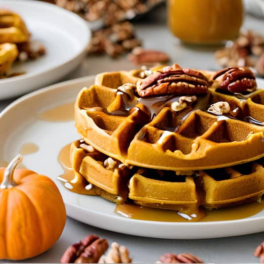 vegan pumpkin spice protein waffles featured image