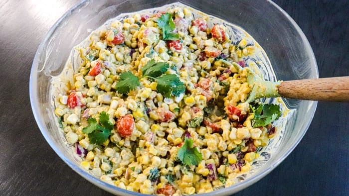 Bowl full of corn salad