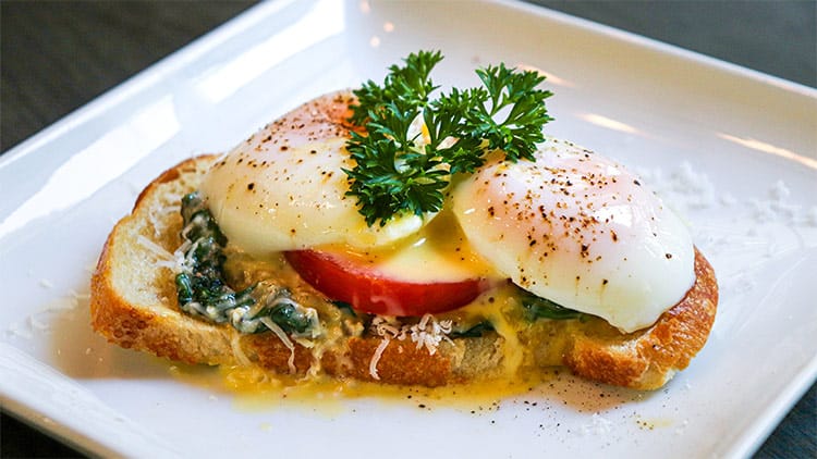 light spinach florentine benedict on sourdough