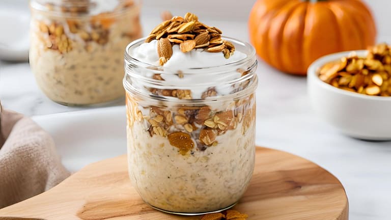 pumpkin spice overnight oats with greek yogurt