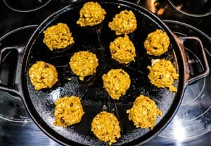 pumpkin oatmeal cookies before being pressed down