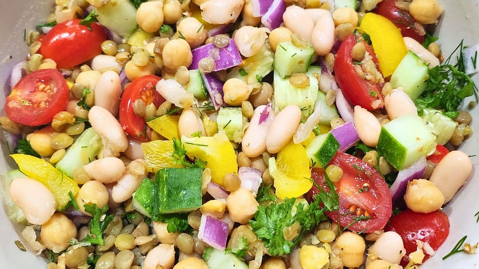 Mediterranean High Protein Bean Salad