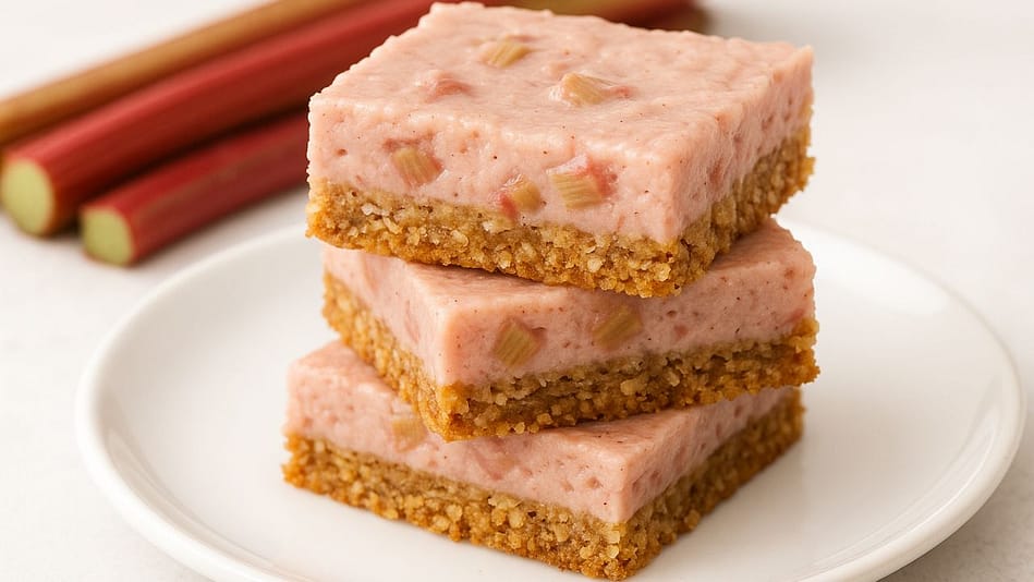 Rhubarb Custard Bars (WFPB oil-free, gluten-free, Vegan)