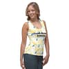 Female model in athletic shirt with yellow lemons, logo and inscription "Plant-based Athlete" CaitlinCooking.com