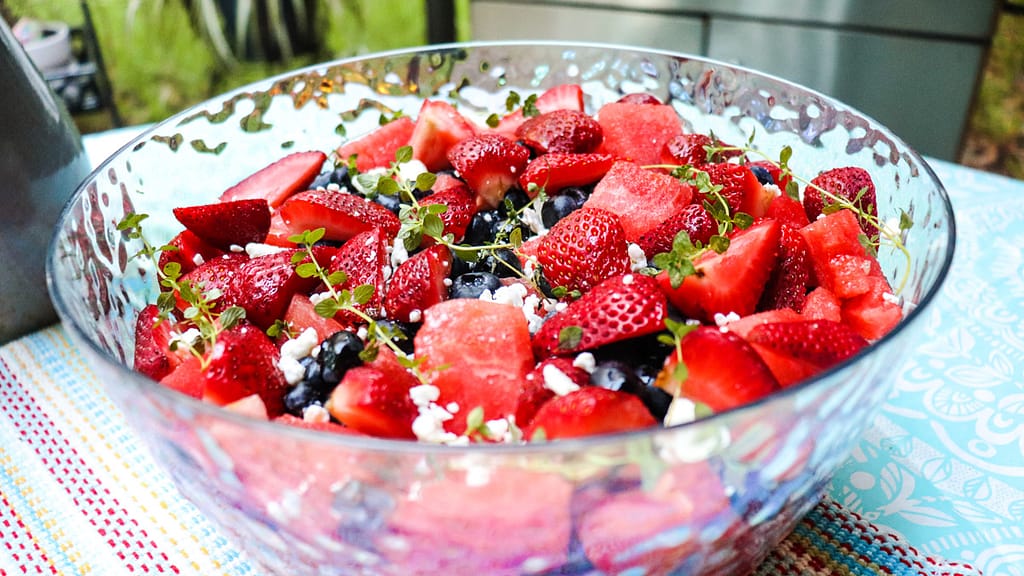 Watermelon Berry Fruit Salad with a Lemon Thyme Vinaigrette