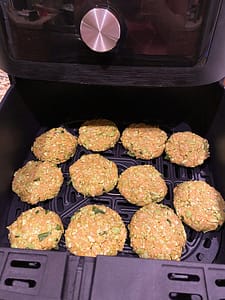 Cooking the edamame patties in an air fryer