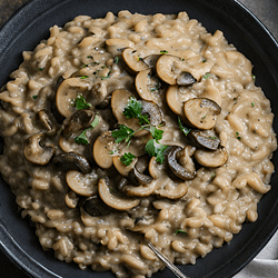 creamy vegan risotto with mushrooms