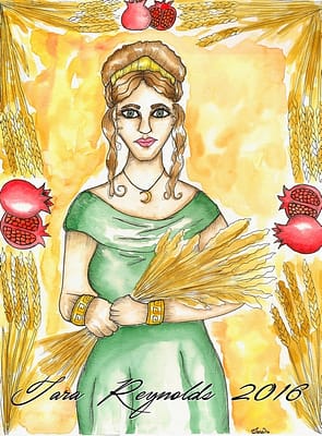 Drawing of a Demeter, goddess of agriculture 