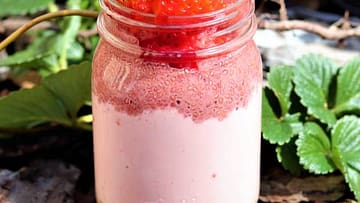 Strawberry Chia Pudding Parfait layered with oats and vanilla protein greek yogurt