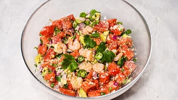 watermelon shrimp avocado salad