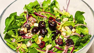 salad served in a glass bowl