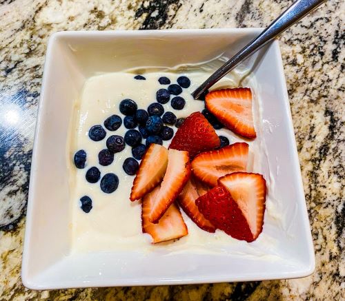 nonfat greek yogurt berries and strawberries