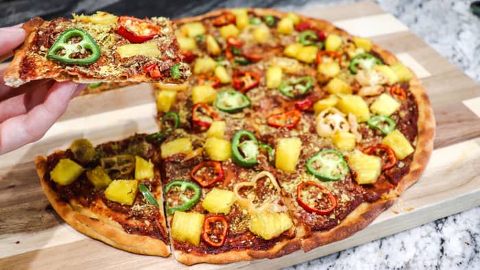 Pineapple Pepper Plant-based Pizza Recipe - Clean Cooking with Caitlin