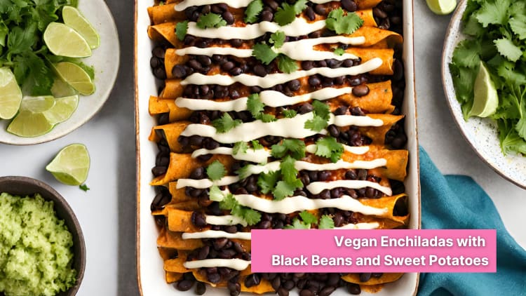 vegan enchiladas with black beans and sweet potato