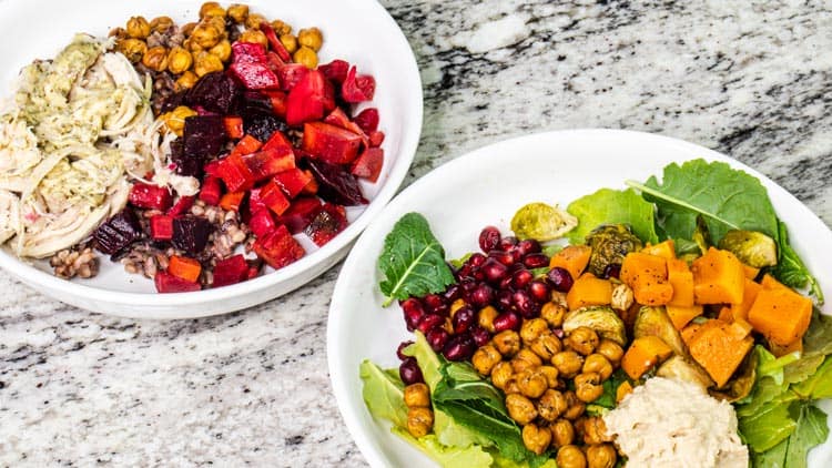 roasted veggies served in a white bowl