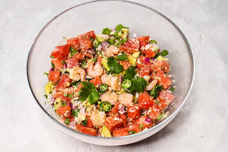 watermelon shrimp avocado salad
