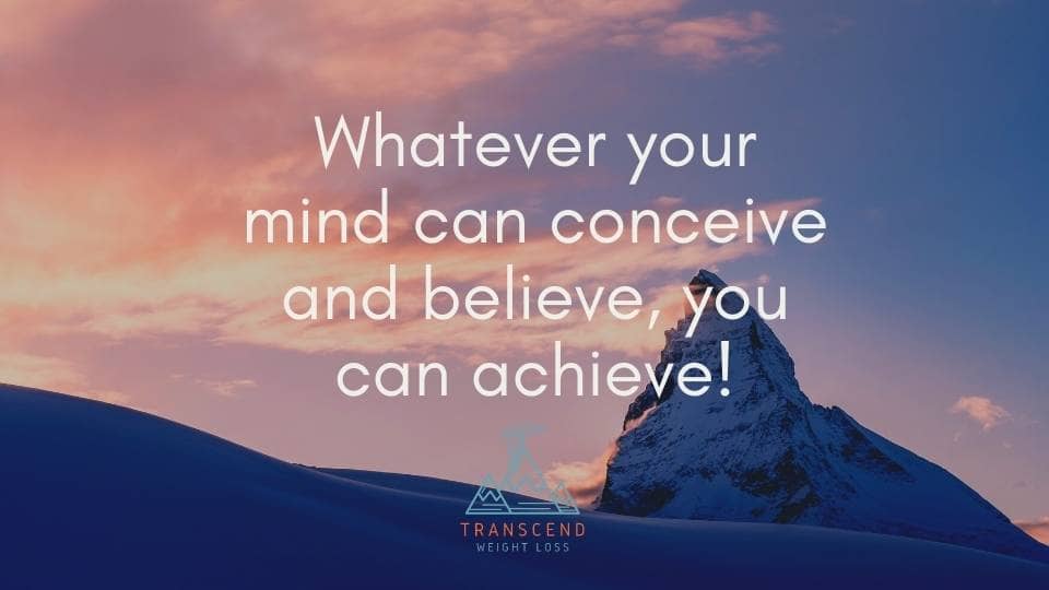 motivational message with high mountains in the background